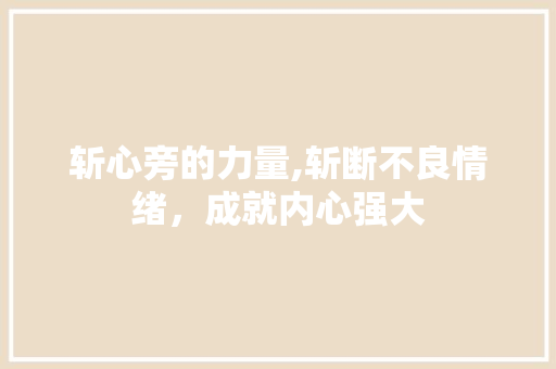 斩心旁的力量,斩断不良情绪，成就内心强大