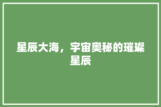 星辰大海，宇宙奥秘的璀璨星辰