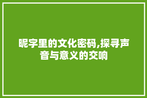 昵字里的文化密码,探寻声音与意义的交响