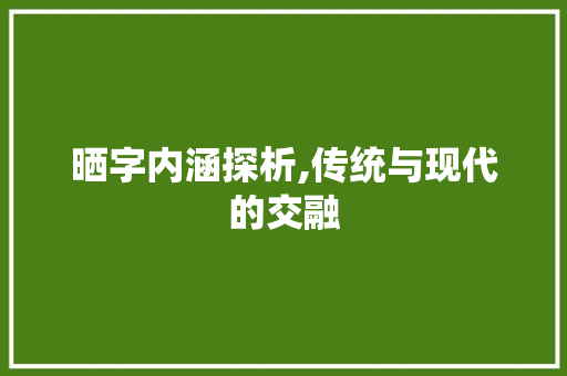 晒字内涵探析,传统与现代的交融