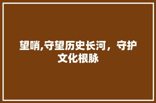 望哨,守望历史长河，守护文化根脉