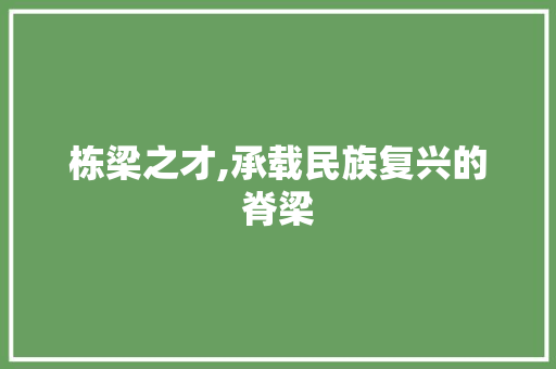 栋梁之才,承载民族复兴的脊梁