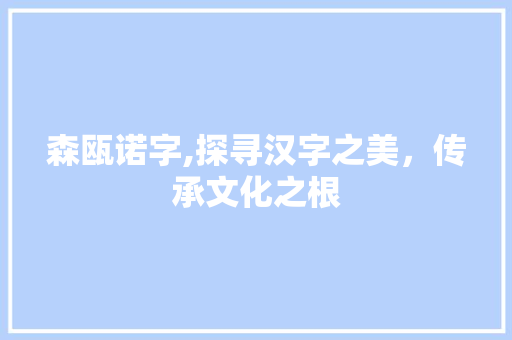 森瓯诺字,探寻汉字之美，传承文化之根