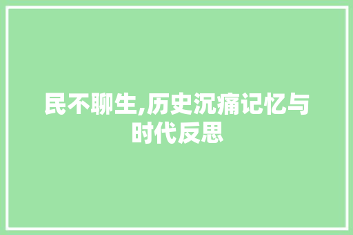 民不聊生,历史沉痛记忆与时代反思