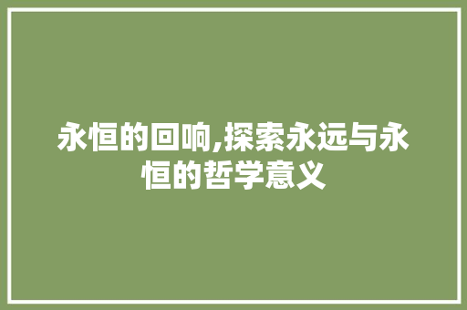 永恒的回响,探索永远与永恒的哲学意义