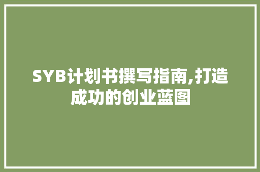 SYB计划书撰写指南,打造成功的创业蓝图