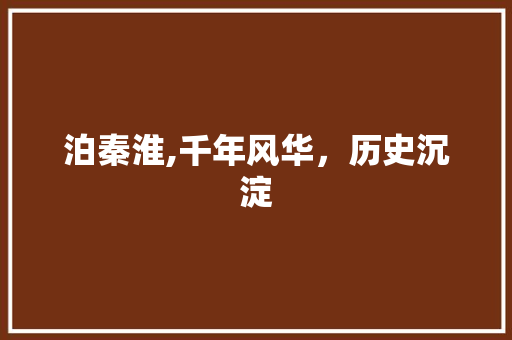 泊秦淮,千年风华，历史沉淀
