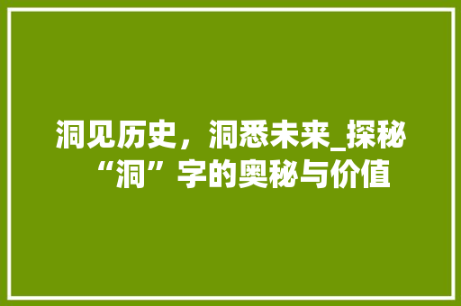 洞见历史，洞悉未来_探秘“洞”字的奥秘与价值