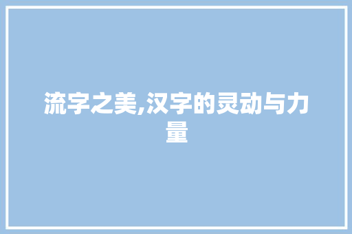 流字之美,汉字的灵动与力量