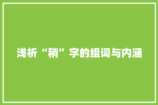 浅析“稍”字的组词与内涵