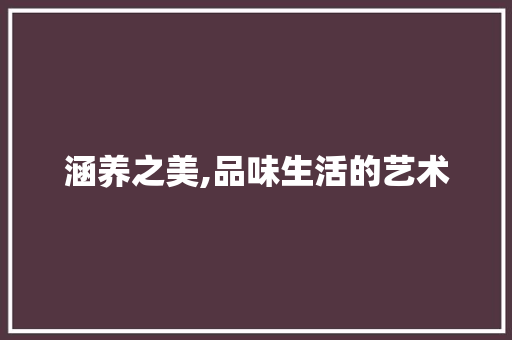 涵养之美,品味生活的艺术