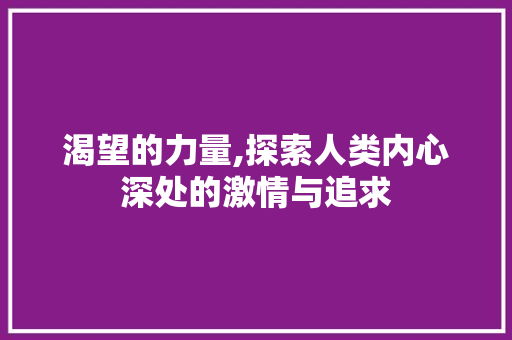 渴望的力量,探索人类内心深处的激情与追求