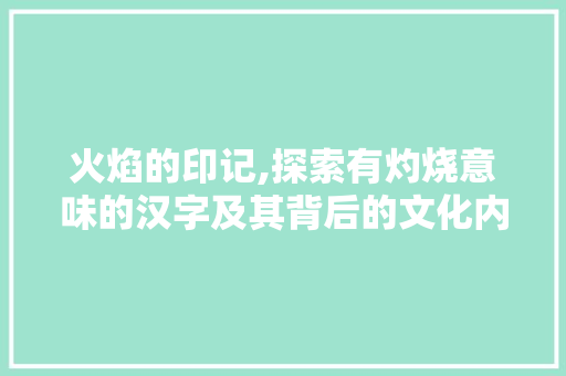 火焰的印记,探索有灼烧意味的汉字及其背后的文化内涵