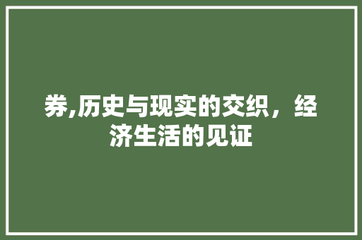 券,历史与现实的交织，经济生活的见证