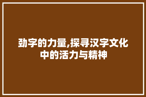 劲字的力量,探寻汉字文化中的活力与精神
