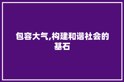 包容大气,构建和谐社会的基石