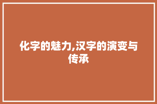 化字的魅力,汉字的演变与传承