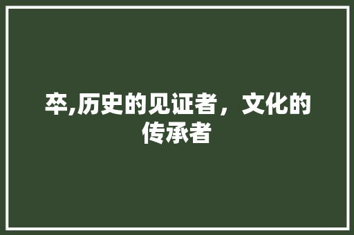 卒,历史的见证者，文化的传承者
