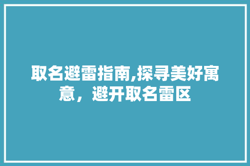 取名避雷指南,探寻美好寓意，避开取名雷区