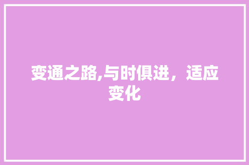 变通之路,与时俱进，适应变化