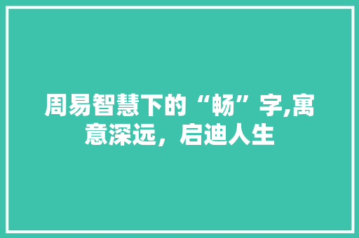 周易智慧下的“畅”字,寓意深远，启迪人生
