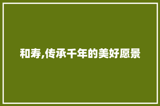 和寿,传承千年的美好愿景