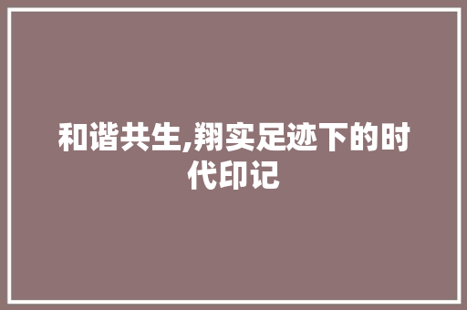 和谐共生,翔实足迹下的时代印记