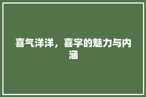 喜气洋洋，喜字的魅力与内涵