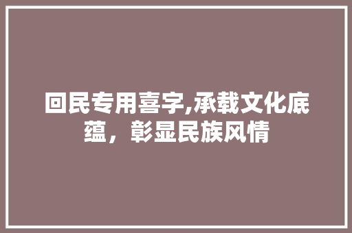 回民专用喜字,承载文化底蕴，彰显民族风情