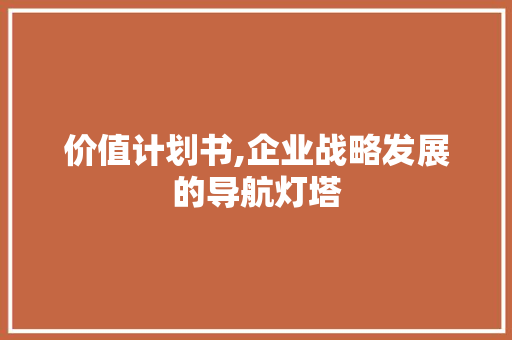 价值计划书,企业战略发展的导航灯塔