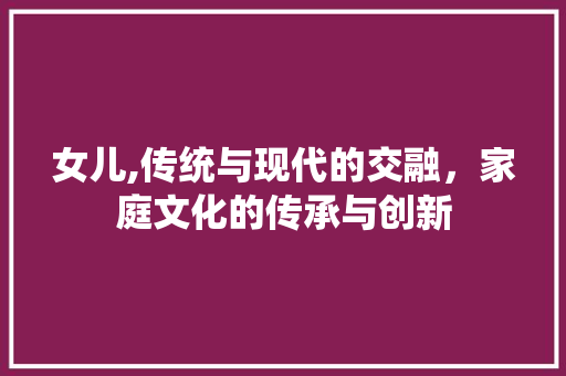 女儿,传统与现代的交融，家庭文化的传承与创新