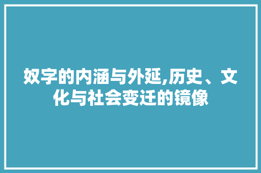 奴字的内涵与外延,历史、文化与社会变迁的镜像