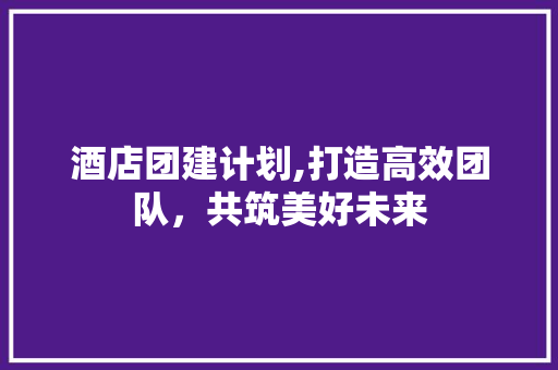 酒店团建计划,打造高效团队，共筑美好未来