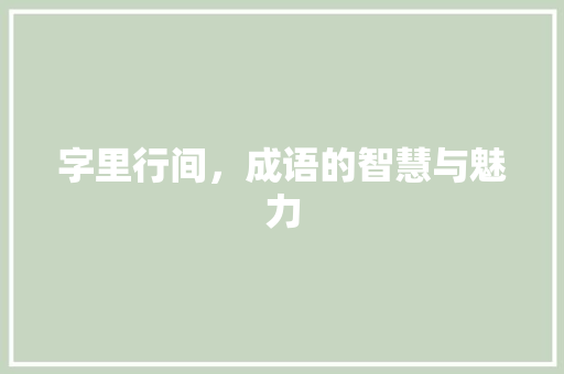 字里行间，成语的智慧与魅力