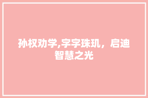孙权劝学,字字珠玑，启迪智慧之光