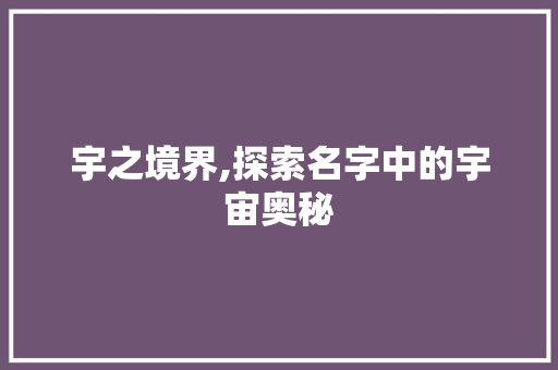 宇之境界,探索名字中的宇宙奥秘