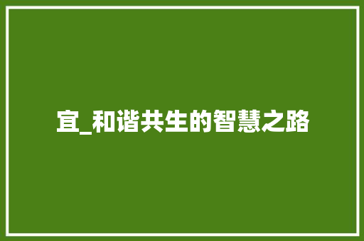 宜_和谐共生的智慧之路