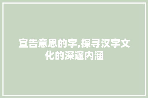 宣告意思的字,探寻汉字文化的深邃内涵