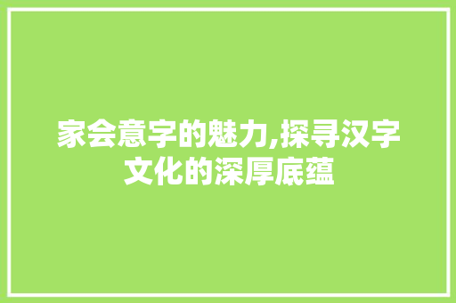 家会意字的魅力,探寻汉字文化的深厚底蕴