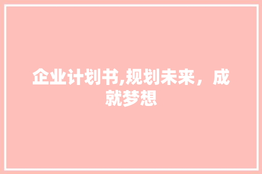 企业计划书,规划未来，成就梦想