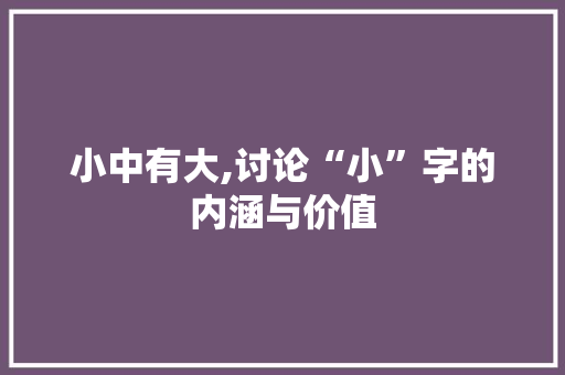 小中有大,讨论“小”字的内涵与价值