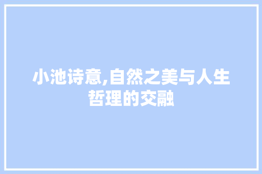 小池诗意,自然之美与人生哲理的交融