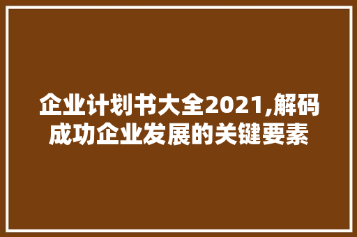 企业计划书大全2021,解码成功企业发展的关键要素