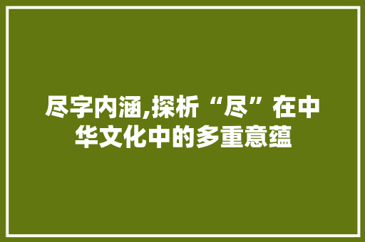 尽字内涵,探析“尽”在中华文化中的多重意蕴