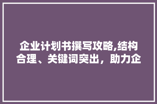 企业计划书撰写攻略,结构合理、关键词突出，助力企业腾飞