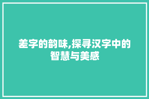 差字的韵味,探寻汉字中的智慧与美感