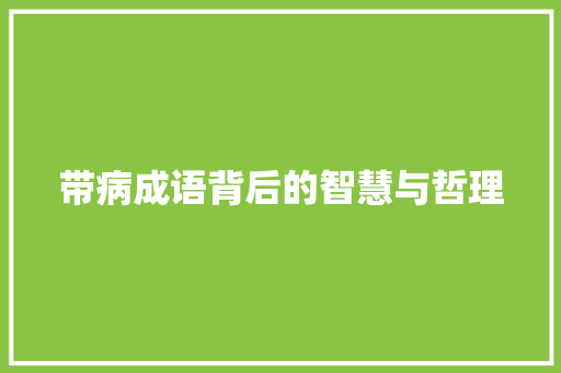 带病成语背后的智慧与哲理 工作总结