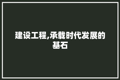 建设工程,承载时代发展的基石