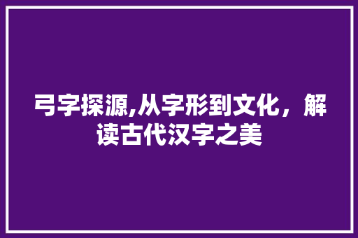 弓字探源,从字形到文化，解读古代汉字之美