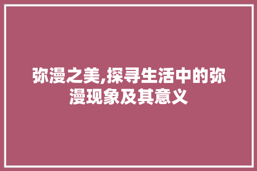弥漫之美,探寻生活中的弥漫现象及其意义